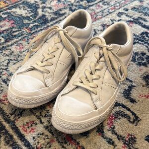 White Leather Low Top Sneakers